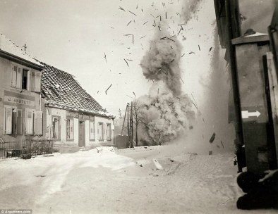 A bridge in Germany being blown up